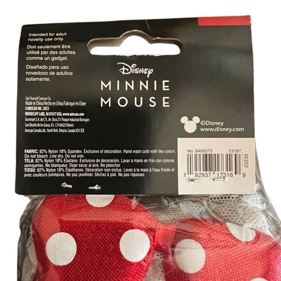 DISNEY MINNIE MOUSE Gloves Halloween Costume OSFM NWT Women’s White Mesh Red Bow - Picture 5 of 9